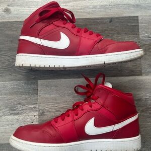 Red and White Airforce 1s High-Top Sneakers